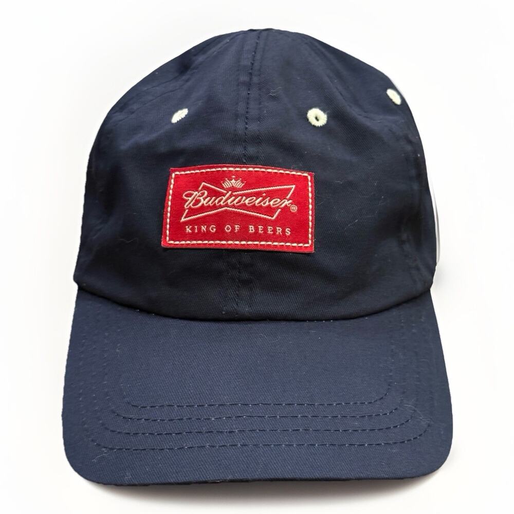 Budweiser King of Beers Mens Y2K Blue Adjustable Strapback Hat Baseball Cap